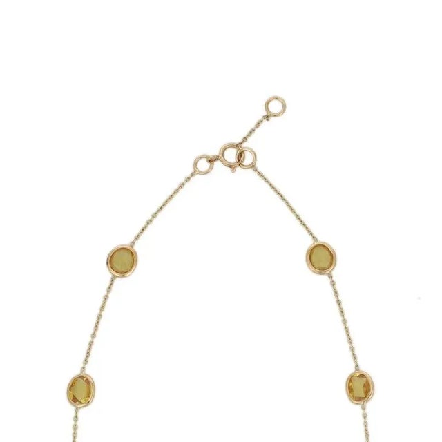 Modern 8.25ct Yellow Sapphire 18k Gold Link Station Chain Necklace For Sale - Image 4 of 10