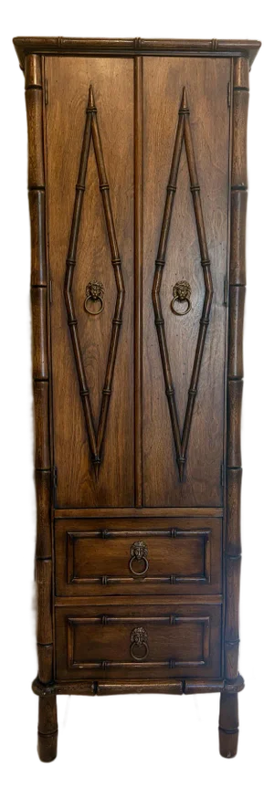 Stunning Mid-Century Faux Bamboo Cabinet / Armoire / Hutch