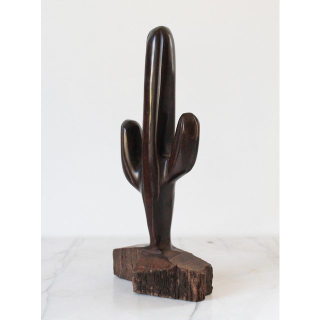 Late 20th Century Vintage Hand Carved Ironwood Cactus Sculpture For Sale - Image 5 of 10