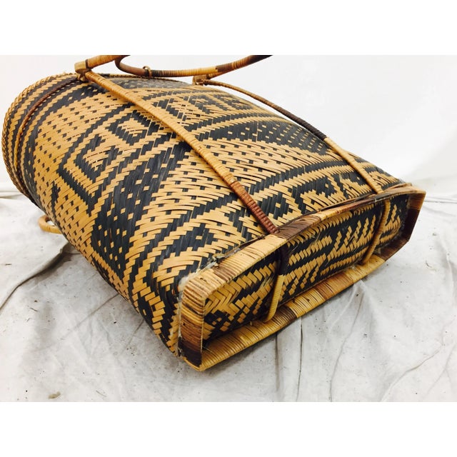 Wood Vintage Cotabato City Woven Souvenir Bag For Sale - Image 7 of 8