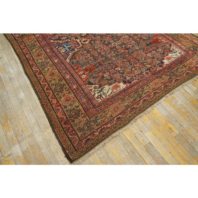 1900s Brown Medallion Antique W. Persian Kurdish Gallery Rug 6'4" X 12'3" Handknotted Wool Carpet For Sale - Image 14 of 14