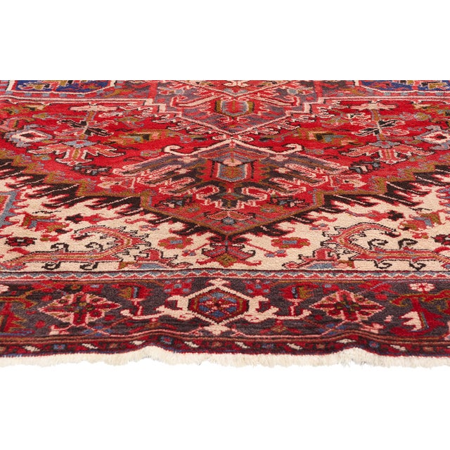Vintage Persian Heriz Rug - 07'11 X 10'00 For Sale - Image 4 of 9