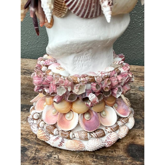 Cream Vintage Shell Embellished Plaster Bust For Sale - Image 8 of 12
