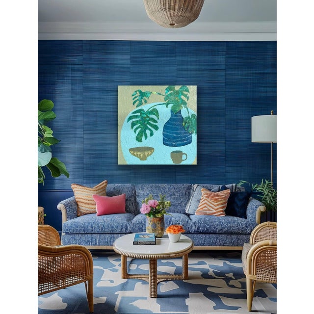 Coffee and Monstera Acrylic Painting by Tracy Allegro For Sale - Image 4 of 6