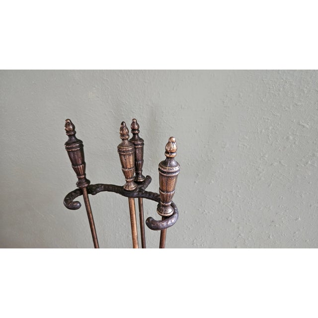 1940s Vintage Brass and Iron Fireplace Set - 4 Pieces For Sale - Image 5 of 10