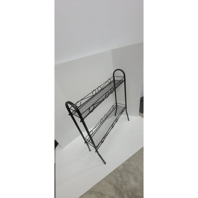 1960s Mid Century Modern Mesh Metal Atomic Shelf 2 Tier Table Mategot Style For Sale - Image 12 of 12