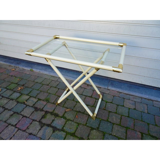 1970s Vintage Lacquered Metal Butler Folding Table, 1970s For Sale - Image 5 of 8