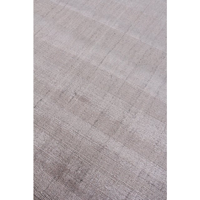 Transitional Iscar Hand loom Wool/Viscose Ash Rug-9'x12" For Sale - Image 3 of 8