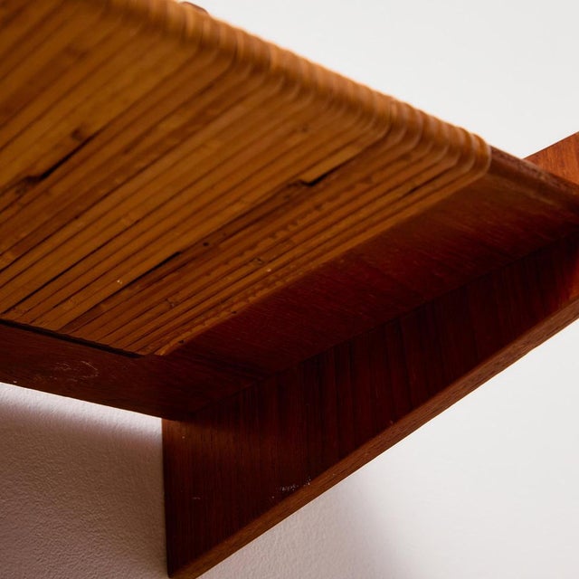 Teak Wall Shelf with Cane Details, 1960s For Sale - Image 15 of 18