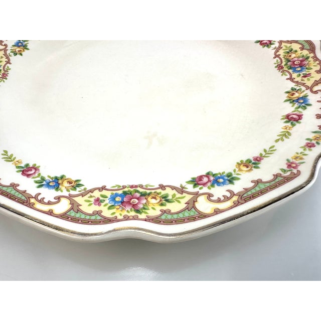 Pink 1930s Vintage Mount Clemens Floral Luncheon Plates- Set of 7 For Sale - Image 8 of 12