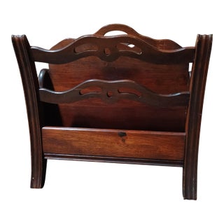 Dark Wood Vintage Magazine Rack For Sale