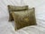 Pair of custom petite embossed silk velvet pillows with 19th century metallic Italian appliques affixed to the fronts. The...