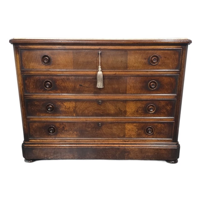 Antique French Walnut Commode, 1850 For Sale