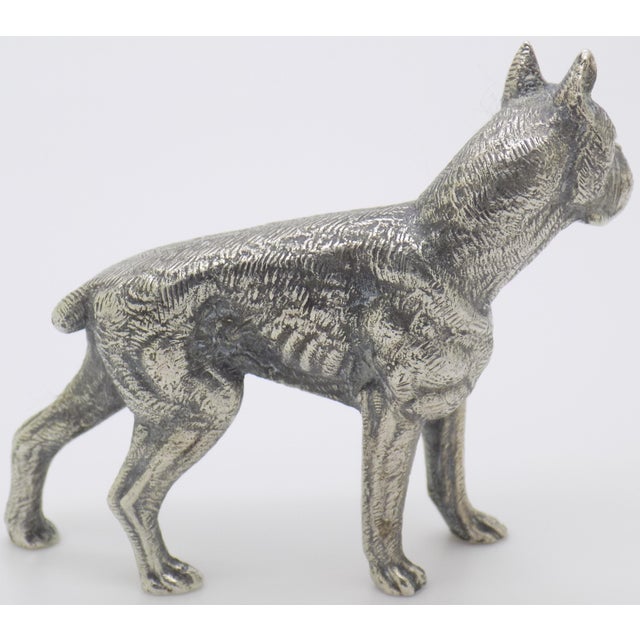 Vintage Italian Handmade Genuine Silver Detailed Boxer Dog Large and Heavy Rare Solid Figurine For Sale - Image 4 of 11
