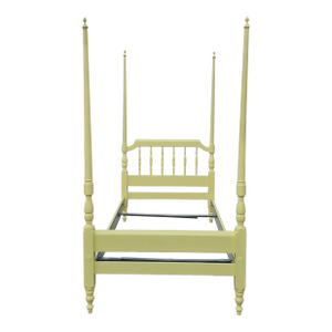 Mid 20th Century American Classical Yellow Painted Maple Twin Poster Bedframe