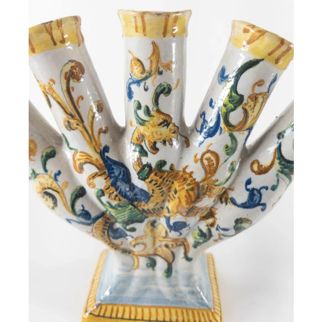 19th/20th Century European Majolica Maiolica Faience Tulipiere Flower Vase For Sale In New York - Image 6 of 13