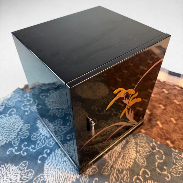 Japanese Lacquer Cabinet with Orchid, 1980s For Sale - Image 15 of 16