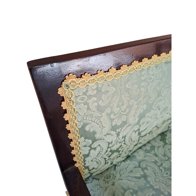 Wood Vintage Armchairs in Mahogany and Fine San Leucio Silk, 1970s, Set of 2 For Sale - Image 7 of 16