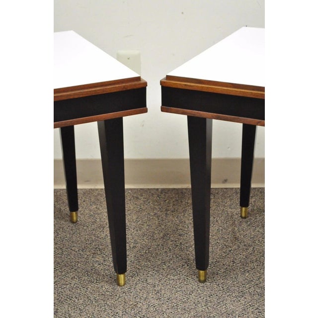 Mid-Century Modern Vintage Mid Century Modern Black & White Rectangular Laminate End Tables - Pair For Sale - Image 3 of 11