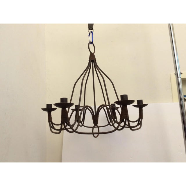 Vintage Rusty Candle Chandelier For Sale - Image 5 of 10