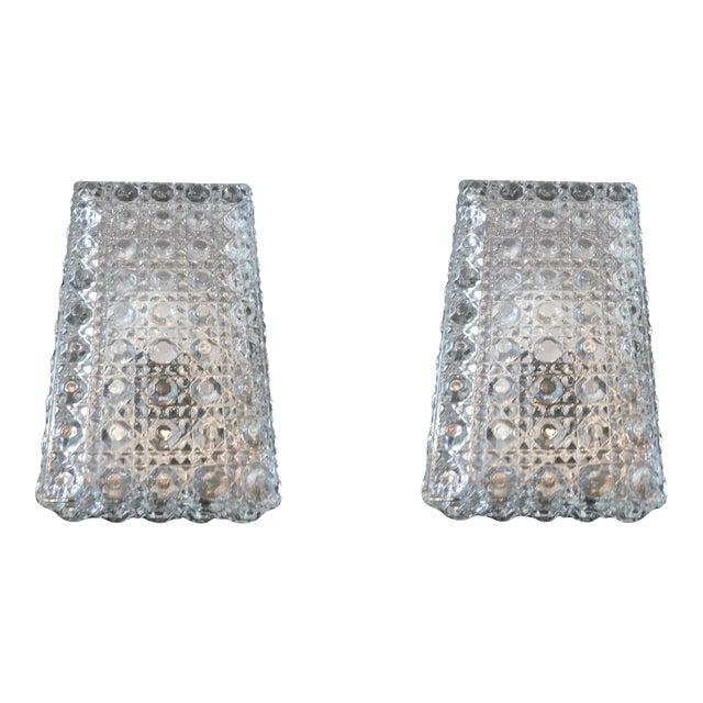 20th Century Rectangular Crystal Sconces, a Pair For Sale