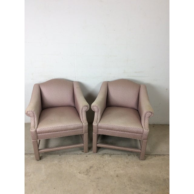 Queen Anne Pair Polka Dot Pink Accent Chairs For Sale - Image 3 of 12