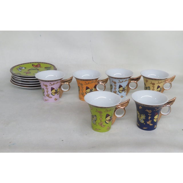 Classic Butterfly Coffee Tea Espresso Cups and Saucers Set of Six 4416b For Sale In Miami - Image 6 of 12