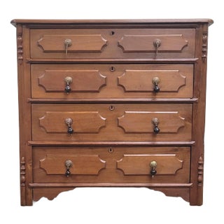 Antique 19th Century Victorian Carved Walnut Chest of Drawers Dresser For Sale