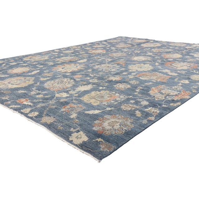 30633 Distressed Vintage Modern Oushak Rug, 09'09 x 12'09. A poetic tribute to time-honored craftsmanship, this hand-...