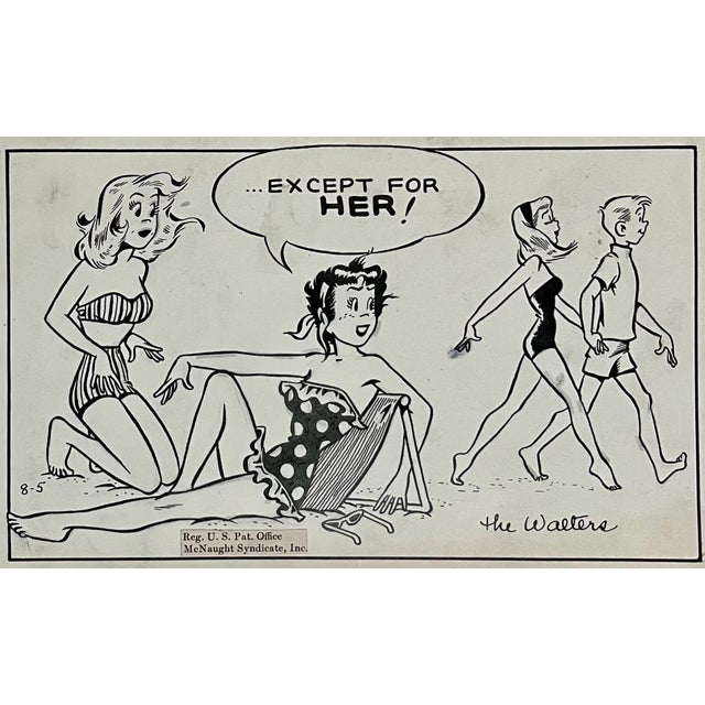 1950s Jerry Walter & Linda Walter, Rare 1950s Original Syndicated Ink Drawing Cartoon Strip Susie Q Smith Comic Art, 1954 For Sale - Image 5 of 5