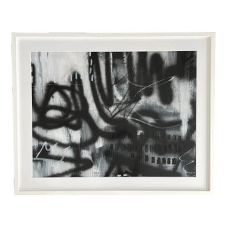 "Downtown 2" Contemporary Original Abstract Mixed-Media Painting by Jakki Jandrell, Framed For Sale