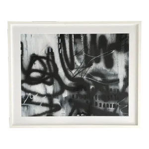 "Downtown 2" Contemporary Original Abstract Mixed-Media Painting by Jakki Jandrell, Framed