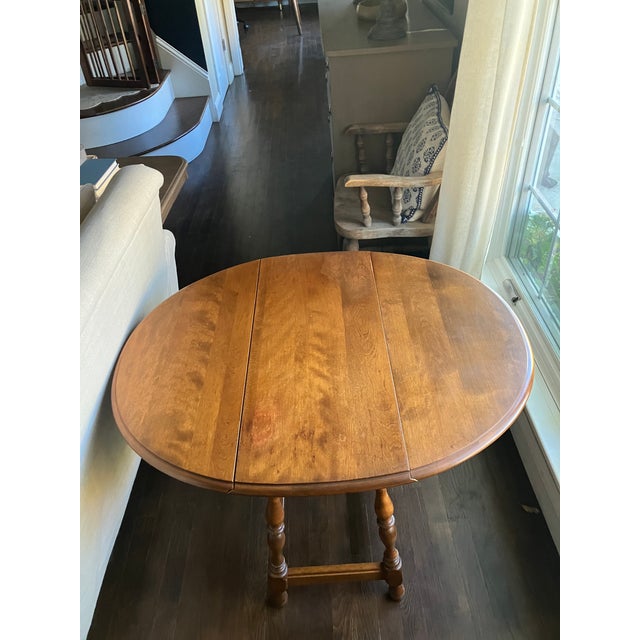 Brown Ethan Allen Drop Leaf Table For Sale - Image 8 of 8