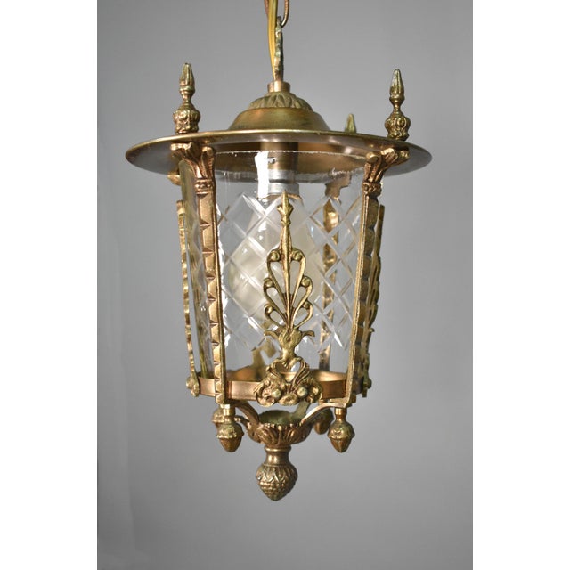 French Gilt Hall Lantern, 1950s For Sale - Image 6 of 14