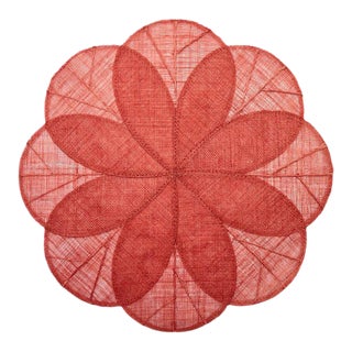 Sinamay Flower Placemats, Coral, Set of 4