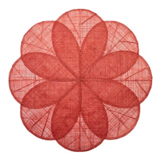 Sinamay Flower Placemats, Coral, Set of 4 For Sale