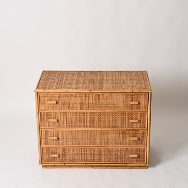 Mid-Century Modern Italian Organic Chest of Drawers in Bamboo and Rattan Wicker, 1970s For Sale - Image 12 of 15