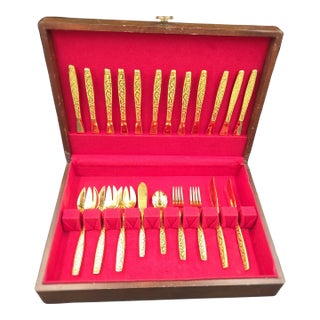 Vintage 1950s International Silver Co. "Americana Golden Heritage" Flatware - 21-Piece Collection For Sale