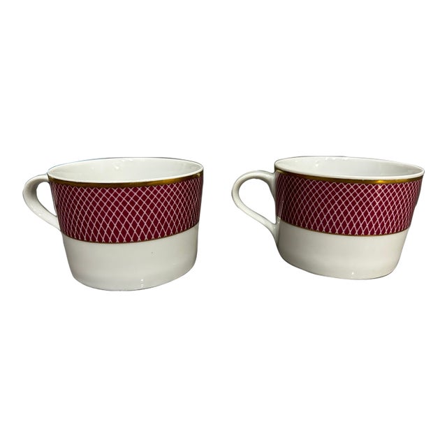 1990s Block Spal Sunset Ceramic Tea Cups- Set of 2 For Sale