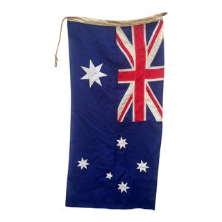 Vintage Australia Flag of Sewn Wool With Appliqué Stars For Sale