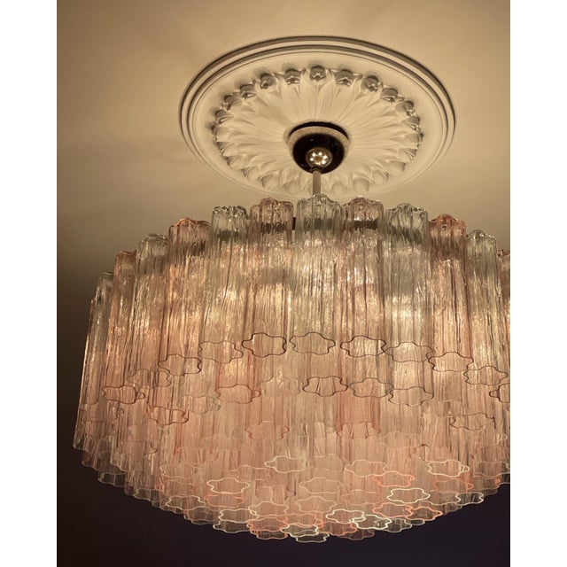 Large Pink Murano Chandelier For Sale - Image 5 of 6