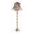 French-Style Gilded Floor Lamp – Scenic Tapestry Shade With Crystal Fringe & Ornate Gold Leaf Stand For Sale