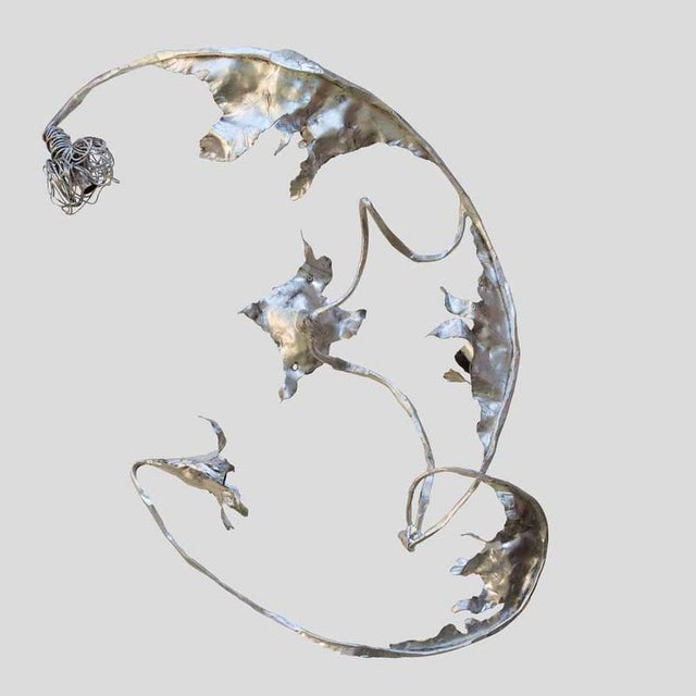 Sculptural Silver and Wrought Iron Wall or Ceiling Light by Salvino Marsura For Sale - Image 4 of 13