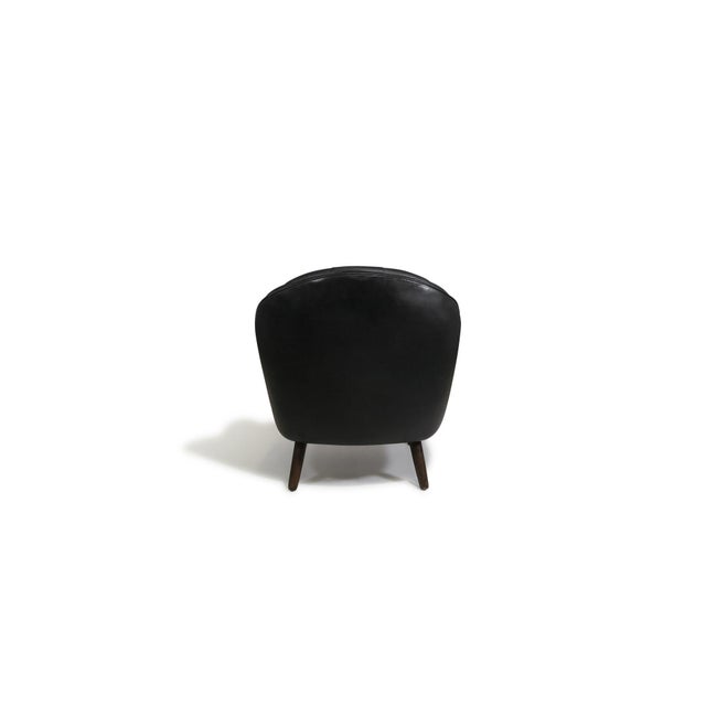 Mid 20th Century Pair of Sculptural Danish Club Chairs in Black Leather Attributed to Georg Kofoed For Sale - Image 9 of 14