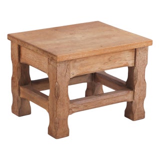 French Brutalist Style Oak Stool, C. 1960 For Sale
