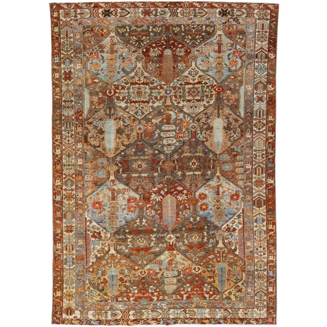 Textile Early 20th Century Allover Antique Persian Bakhtiari Handmade Wool Rug With Multicolor Design For Sale - Image 7 of 7