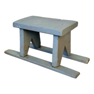 Antique Primitive Farmhouse Gray Slat Bottom Milking Stool For Sale