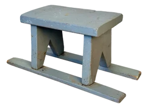 Antique Primitive Farmhouse Gray Slat Bottom Milking Stool