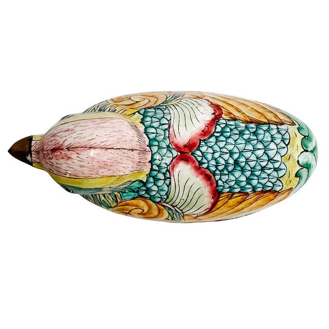 Vintage Chinese Mandarin Duck Cloisonné Enamel Covered Trinket Box For Sale In San Diego - Image 6 of 10