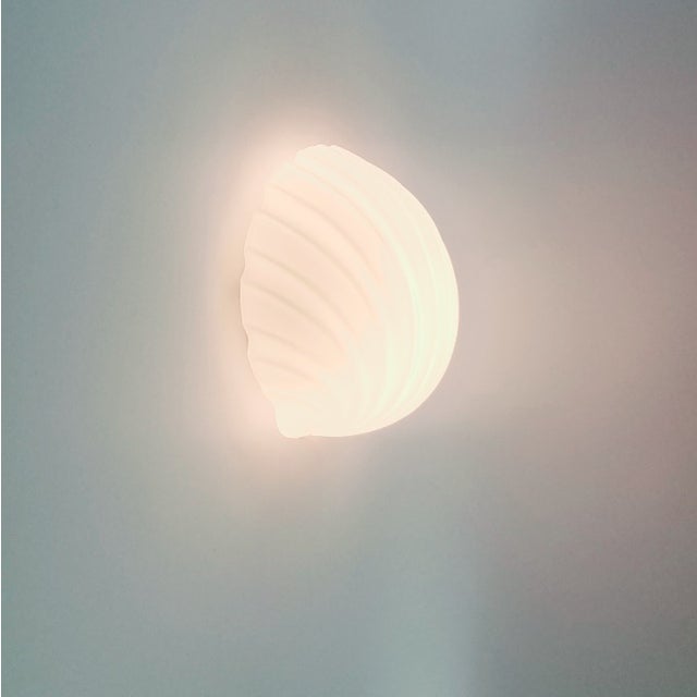 1 of 5 Mid Century Shell-Shaped Opaline Glass Wall Light/Sconce From Limburg, Germany, 1970s For Sale - Image 6 of 11